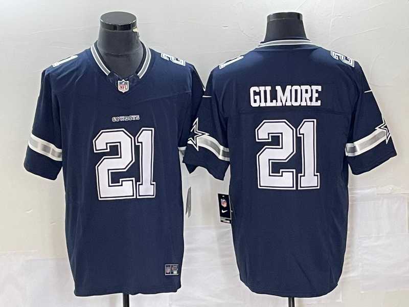 Mens Dallas Cowboys #21 Ezekiel Elliott Navy Blue 2023 FUSE Vapor Untouchable Stitched Jersey